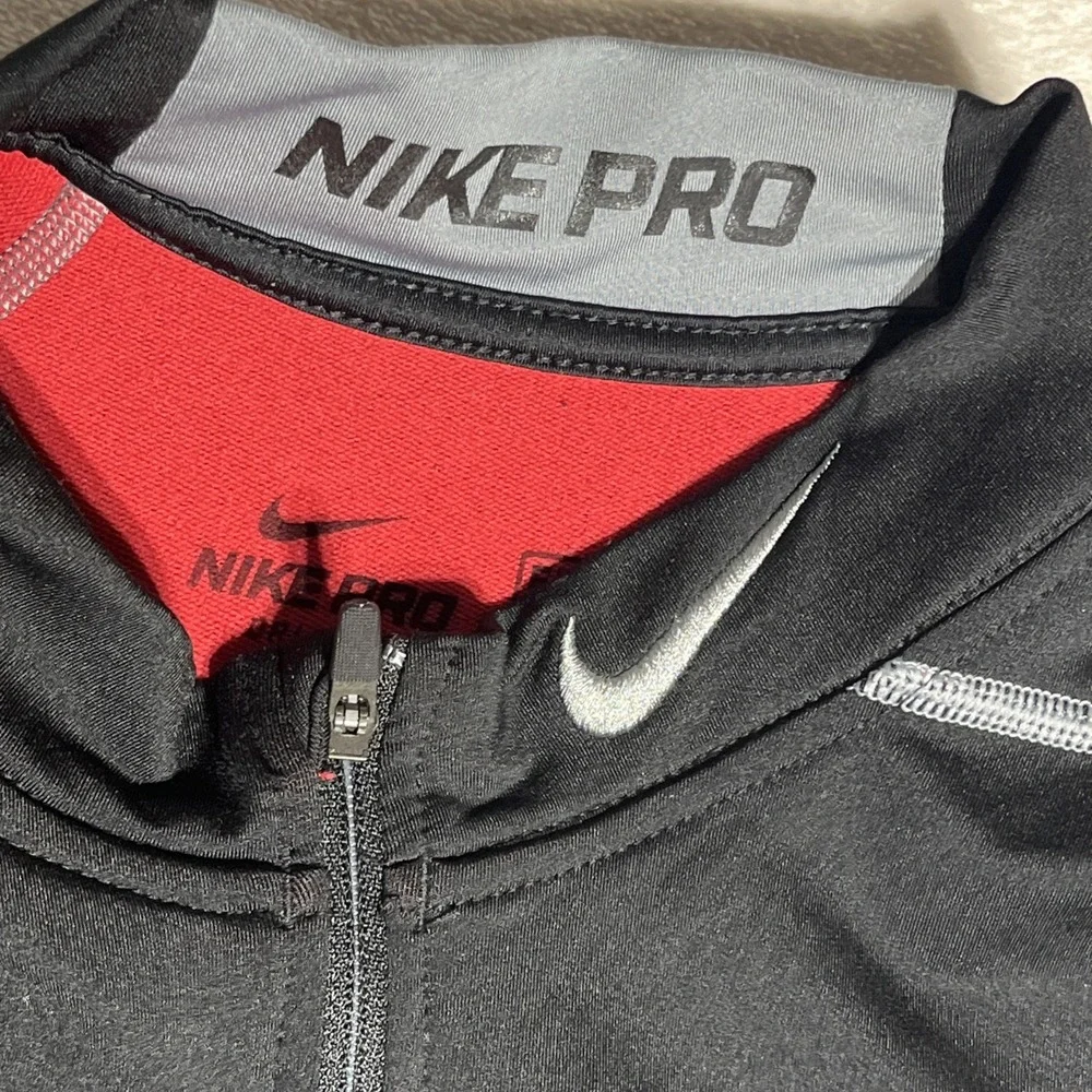 Nike Pro Dri Fit Neck Swoosh Mens Black Size XXL 1/4 Zip Pullover Shirt Golf